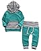 Newborn Baby Boy Girl Warm Striped Hoodie T-shirt Pants Outfit Set Kids Clothes