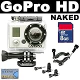 GoPro HD Naked HERO High-Definition Waterproof Digital Camera + Gopro 1.4 Inch - 2.5 Inch Roll Bar Mount (For Bike Frames, Bumper Bars, Ski/Surfboard racks, ATV, Boats, or anything else that is in the size range above) + SD 8GB Memory Card + Pay NO Shipping Fees