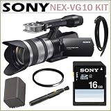 Sony NEX-VG10 Handycam HD Camcorder With E-Mount 18-200MM Lens + Sony 16GB SDHC + Replacement Battery Pack + Mini HDMI Cable + Lens Pens + 67mm UV FIlter