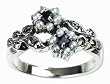 Gemini Silver Natural Seed Pearl Ring, Sapphire - by Dahlia Vintage Jewelry Collection