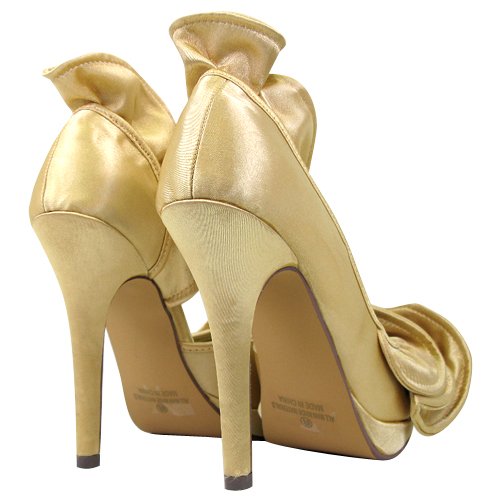 gold peep toe platform pumps