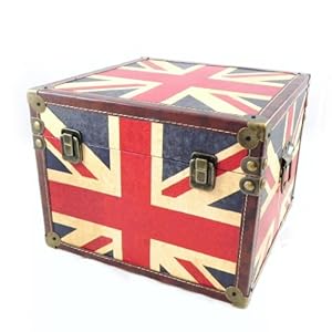 Malle Coffre Bois avec drapeau anglais union jack format moyen