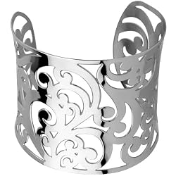 Inox Jewelry 316L Stainless Steel Wide Swirl Cuff Bracelet