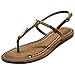Ollio Women's Shoe Metallic T-Strap Comfort Zori Flat Sandal