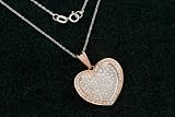 14K White and Rose Gold Diamond Heart Pendant with White Gold Chain