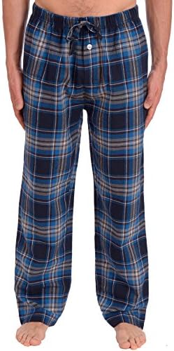 Platinum Men's Soft Flannel Pajama Lounge Pants (Blue Plaid, Medium)