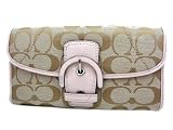 (コーチ) COACH F45630-SIGB5 三つ折り長財布 シグネチャー バックル スリムエンベローブ ライトカーキ×ブラッシュ (アウトレット) [並行輸入品] COACH 三つ折り財布