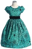 Clearance Taffeta S/S Flocked Dress 10 Teal (Sk 3044)