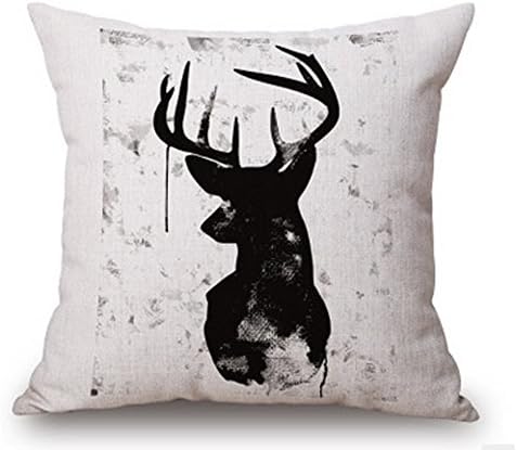 Painting in water colours Deer head Throw Pillow Case Cushion Cover Decorative Cotton Blend Linen Pillowcase for Sofa 18 "X 18 " (5)