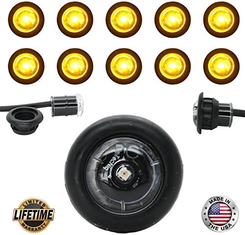 10 NEW 3/4" CLEAR/AMBER LED CLEARANCE MARKER BULLET MARKER LIGHTS GOOD FOR TRAILER TRUCK ETC WITH BLACK TRIM RING