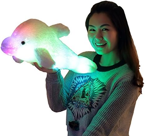Colorful Led Glowing Dolphin Plush 17.7 Inch (White)