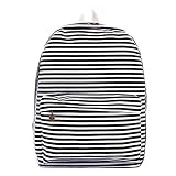 WSince Striped backpack College Wind canvas bags 高校生中学生のキャンパス