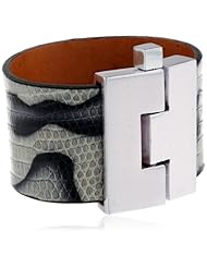 Leighelena "Jigsaw" Wide Leather Bracelet, 7"