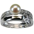 Cubic Zirconia Butterfly Cultured Pearl Platinum Overlay Sterling Silver Ring Cubic Zirconia Butterfly Cultured Pearl Platinum Overlay Sterling Silver Ring