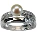 Cubic Zirconia Butterfly Cultured Pearl Platinum Overlay Sterling Silver Ring
