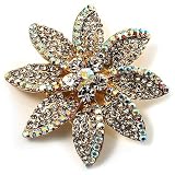 Clear Swarovski Crystal Bridal Corsage Brooch (Gold Tone)
