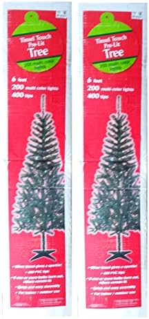 Christmas Tree Multi-Pack (2) 6 ft Tinsel Touch Pre-lit 200 Multi-colored Lights