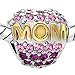 Pugster Mom Mother Pink Birthstone Crystal Charm New Jewelry Beads Fit Pandora Charms Bracelet Gifts