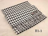 Super Soft 100% Cashmere Hounds Tooth Tassel Ends Long Scarf Shawl