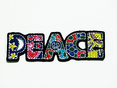 Peace Sign Text Gypsy Hippie Costume Embroidered Iron on Patches... By Sonata