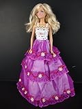 A Bright Purple Gown with White Botice Made for the Barbie Doll A Bright Purple Gown with White Botice Made for the Barbie Doll