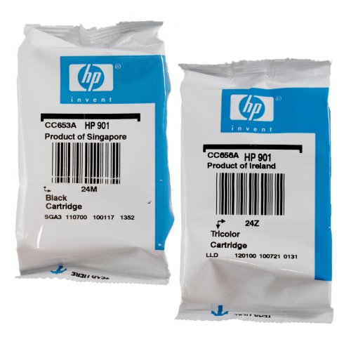Genuine HP 901 Black and HP 901 Color Ink Cartridges (1 Black, 1 Color)