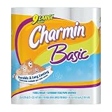 Charmin Basic 9 Large Rolls, 253 1-Ply Sheets per Roll (Pack of 4)