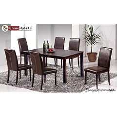 Esstisch Essgruppe 6 St�hle Dining Set Tisch Esszimmer Stuhl Tischgruppe dunkelbraun