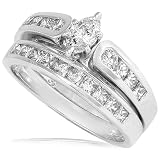 1.00ctw Diamond Marquise Wedding Ring Set in 14k White Gold (HI/SI)