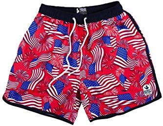 Rowdy Gentleman National Anthem Swim Trunks in Red (X-Large, Red)