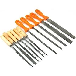 11 Metal Needle Files Hi-Visibility Wood Handle Tools