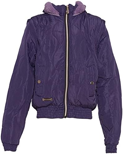 Big Girls Purple Curvy Stitch Pattern Gold Full Zipper Hooded Jacket 8-10