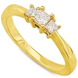 Three Stone Princess Cut Diamond Ring 1/4ctw (IJ/I1) in Yellow Gold