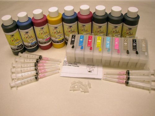 InkOwl - Complete Refilling System for EPSON Stylus Photo R3000 printers (T1571-T1579) #157 ink - 9x120ml pigment USA ink plus the refillable cartridge set On Sale