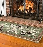 IMAGE OF Fire-Resistant Hooked Wool Pine Cone Hearth Rug