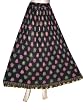 Black Gypsy Belly Dance Green Pink Floral Crinkle Skirt for Women's 40" L