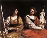6 x 4 Greeting Card Guercino Allegory of Painting and Sculpture