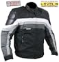 Men's Armored Black and Grey Tri-Tex Fabric With Leather Trim Jackets and Level-3 Advanced Armor