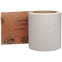 Norton A275 No-Fil Adalox Abrasive Roll, Paper Backing, Pressure Sensitive Adhesive, Aluminum Oxide, Waterproof, Roll 4-1/2" Width x 10yd Length, Grit 120 (Pack of 1)