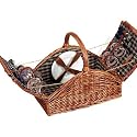 Picnic Basket Classic Willow Wicker Lined w/ Service For 4 - Household Essentials #ML-2660