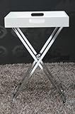 AMSTYLE Design Beistelltisch NEVILLE 40x40cm chrom Farbe wählbar, Farbe:Weiß