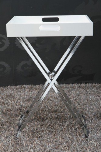 AMSTYLE Design Beistelltisch NEVILLE 40x40cm chrom Farbe wählbar, Farbe:Weiß