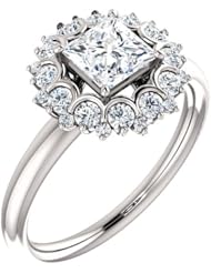 10K White Gold Princess Cut Diamond Flower Inspired Ring -- LIFETIME WARRANTY