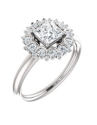 18K White Gold Princess Cut Diamond Flower Inspired Ring -- LIFETIME WARRANTY
