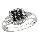 14K White Gold 1/3 ctw Black and White Diamond Ring