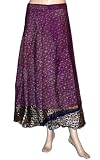 Vintage Reversible Purple Boho Bollywood Two Layer Sexy Silk Sari Gypsi Wrapround Skirt for Ladies Rajrang India