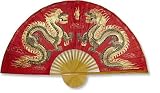 Medium 40 Folding Wall Fan -- Fiery Dragons -- Original Hand-painted