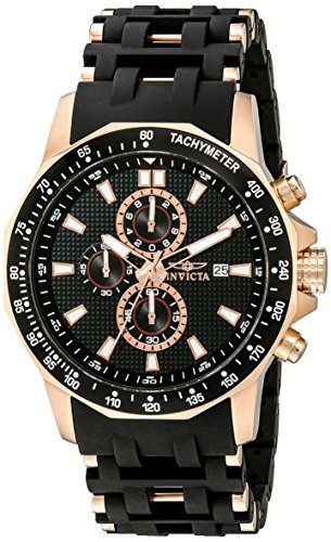 Invicta Men's 1932 Sea Spider Chronograph Black Textured Dial Black Polyurethane Watch