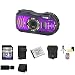 Pentax Optio WG-3 16MP Waterproof Digital Camera with GPS (Purple) + 32GB SDHC Class 10 Memory Card + Extra LI-50B Battery + External Rapid Charger + Carrying Case + Mini Tripod Kit + USB SDHC Reader + Memory Wallet