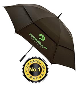 Procella Golf Umbrella 62-inch Large Windproof Auto Open Rain & Wind Resistant (Black)